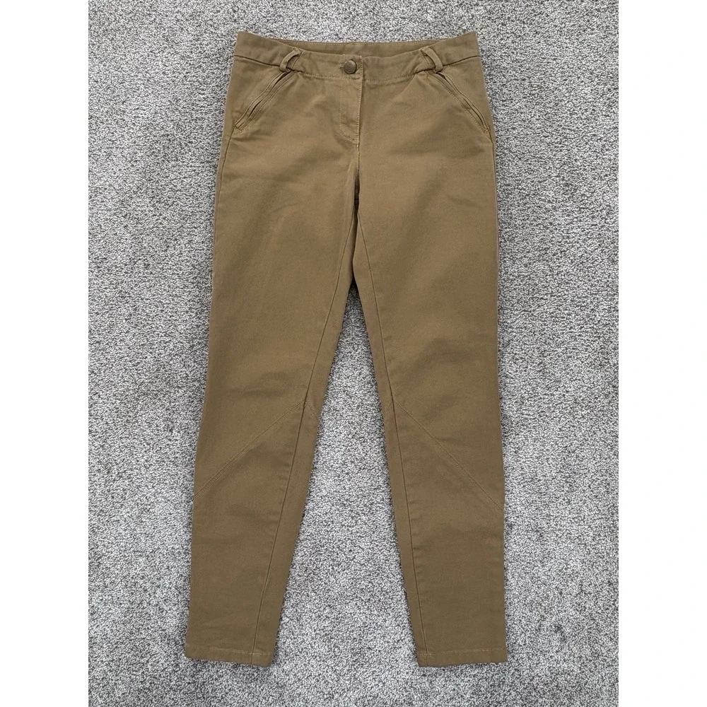 J Crew Skinny Moto Pants‎ Womens 0 Khaki Tan Stretch Twill Knit Minimalist 28x28